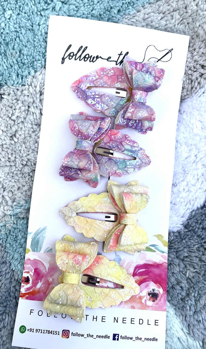 Faux Leather Glitter Pair Snap Pins