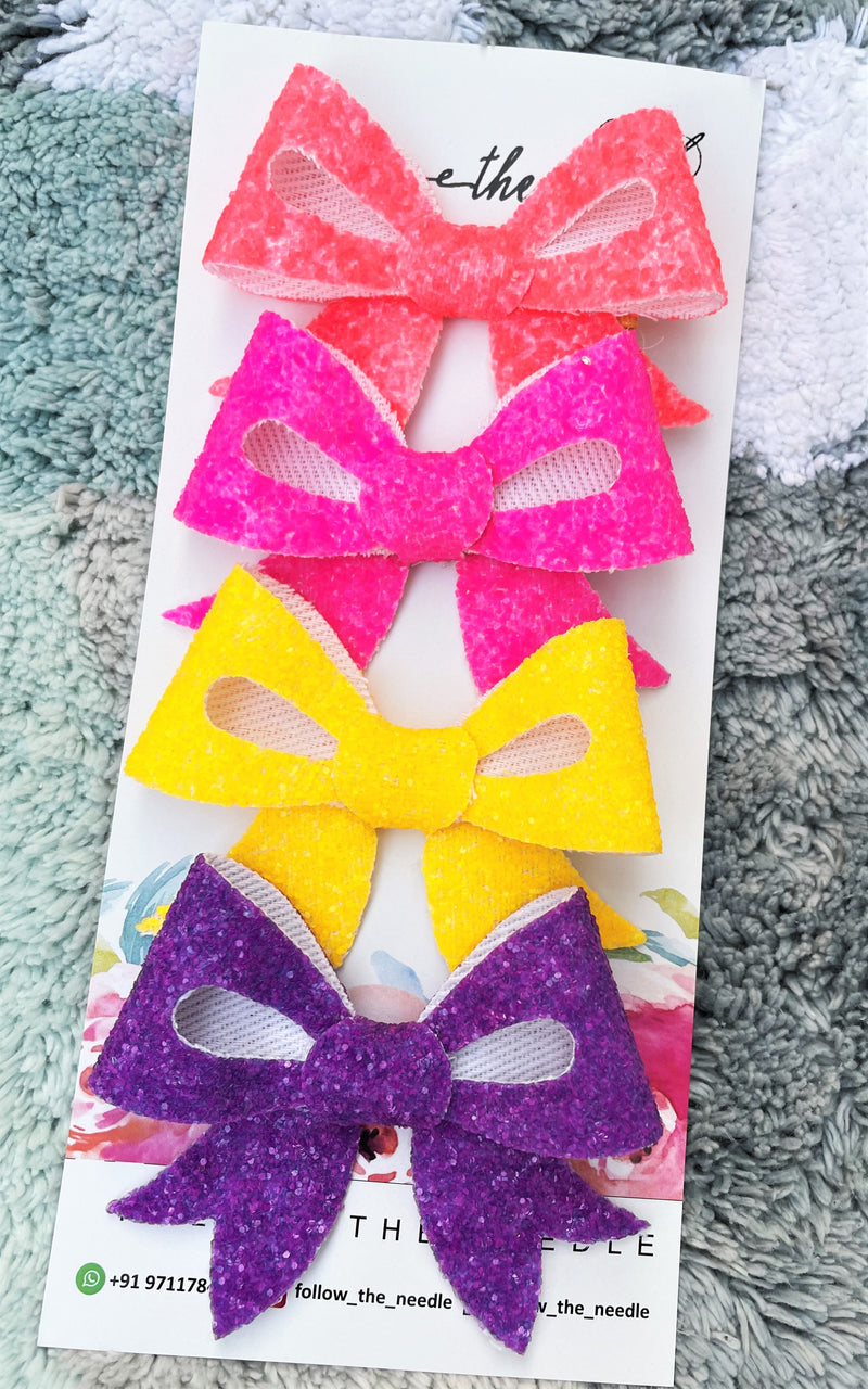 Faux Leather Sugar Glitter Bows