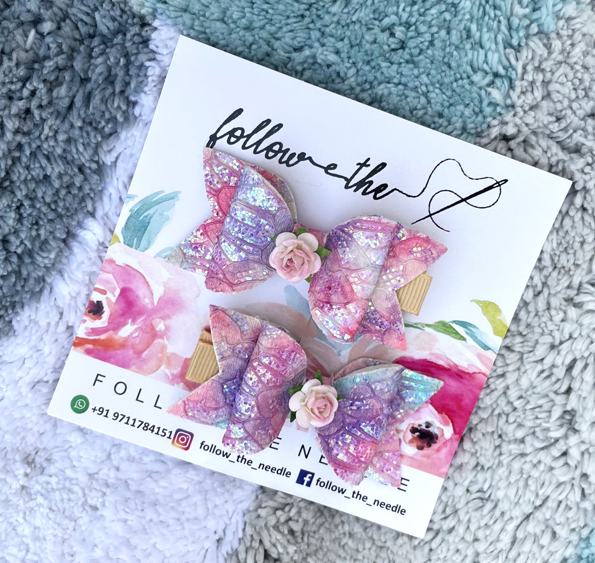 Faux Leather Mermaid Floral Hairbow