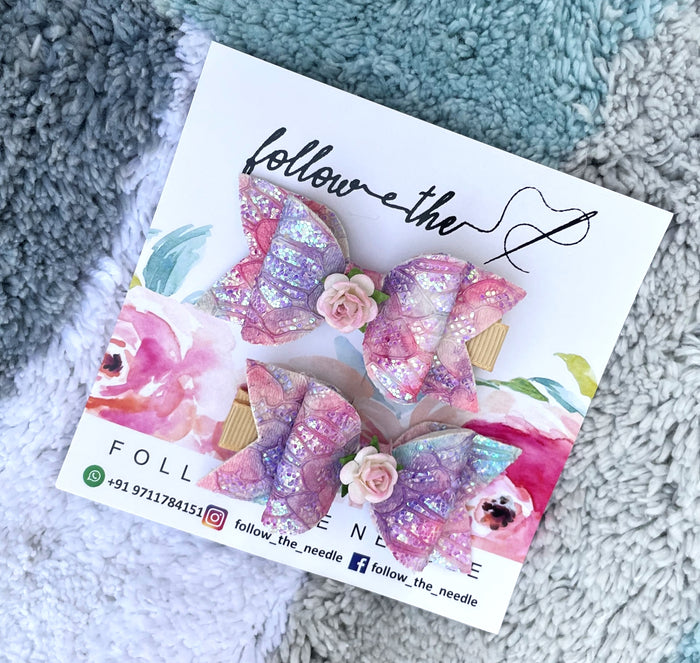 Faux Leather Mermaid Floral Hairbow