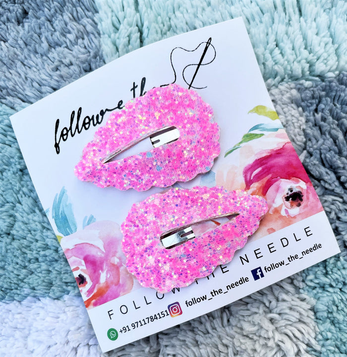 Faux Leather Glitter Snap Pins