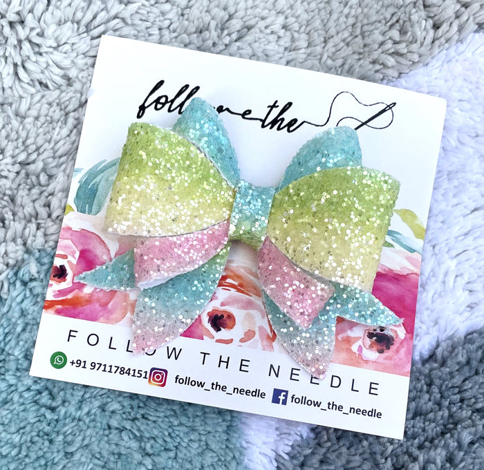 Faux Leather Butterfly Glitter Hairbow