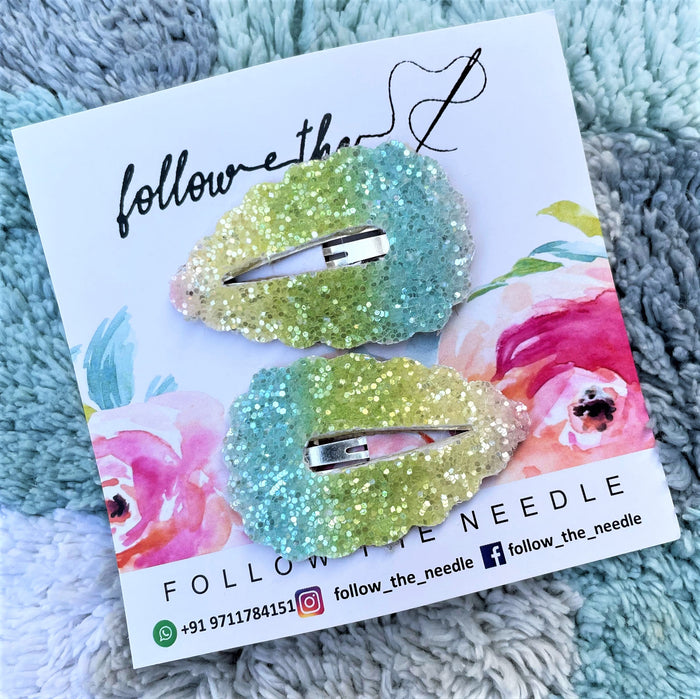 Faux Leather Glitter Snap Pins