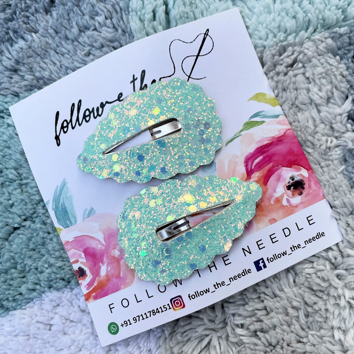 Faux Leather Glitter Snap Pins
