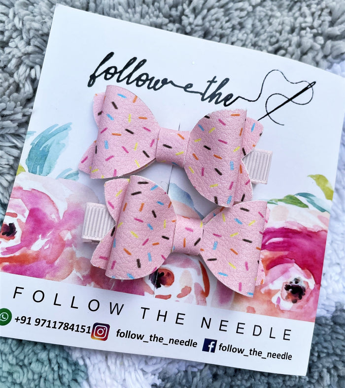 Faux Leather Sprinkle Pair Bows