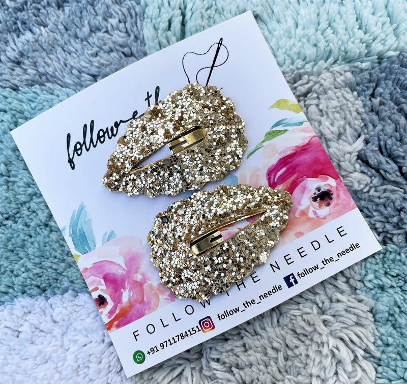 Faux Leather Glitter Snap Pins