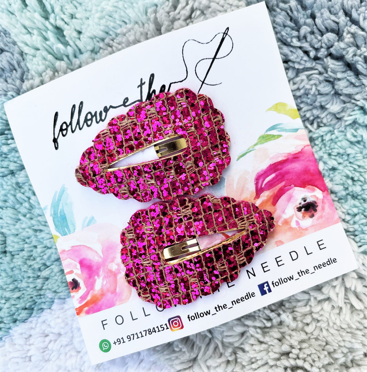 Faux Leather Glitter Snap Pins