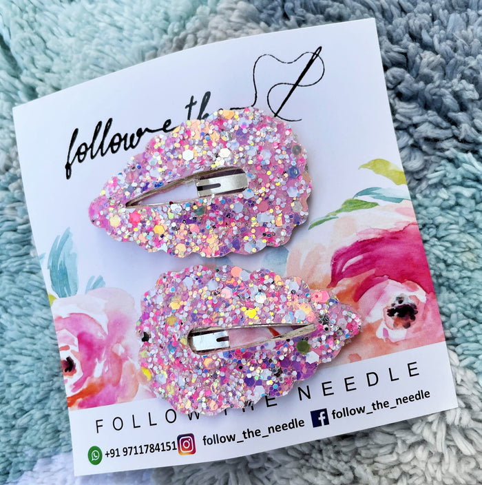 Faux Leather Glitter Snap Pins