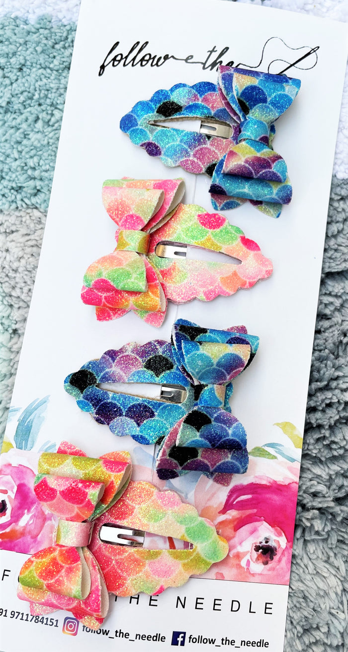 Faux Leather Mermaid Glitter Snap Pins