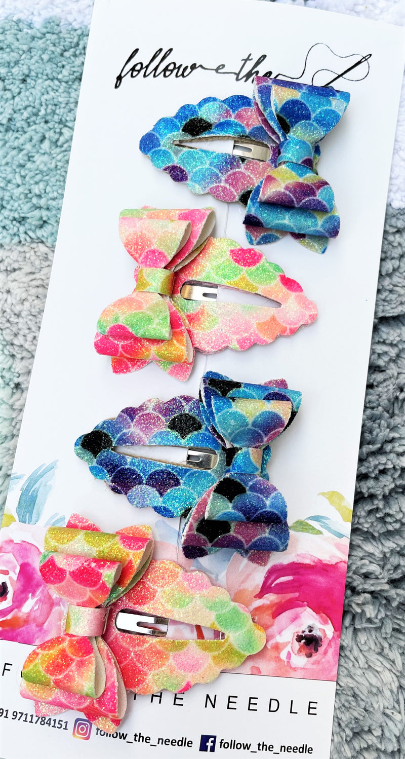 Faux Leather Mermaid Glitter Snap Pins
