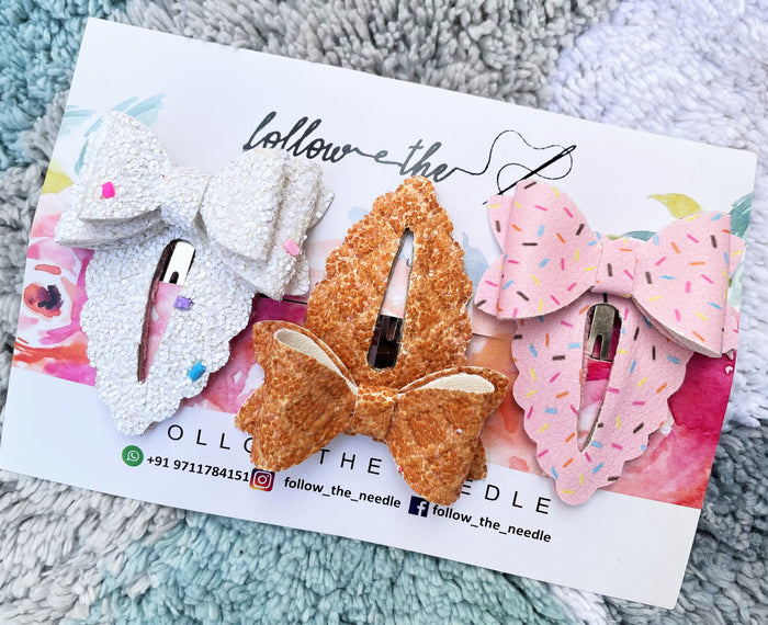 Faux Leather Icecream Snap Pins