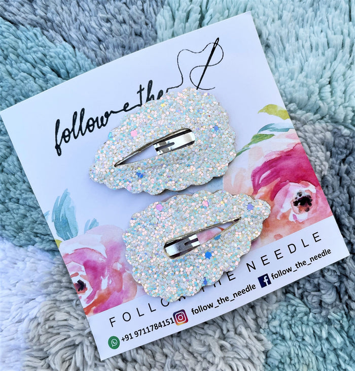 Faux Leather Glitter Snap Pins