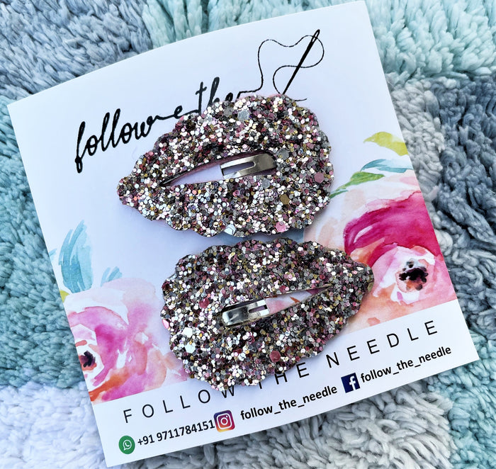Faux Leather Glitter Snap Pins