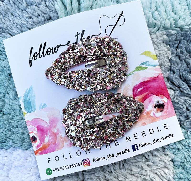 Faux Leather Glitter Snap Pins