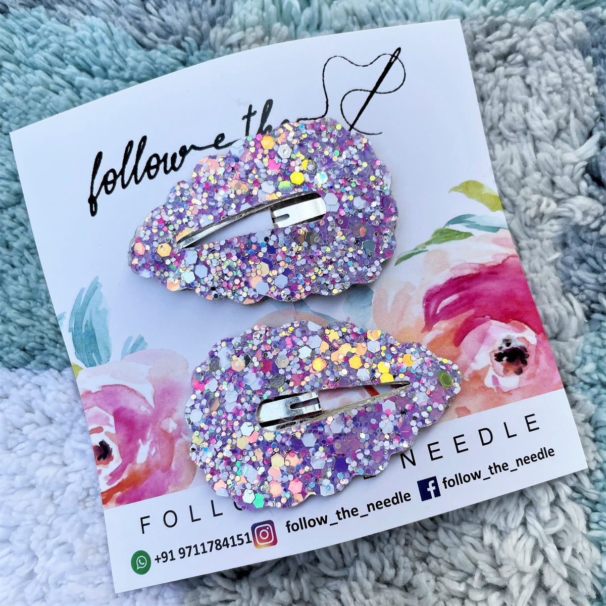 Faux Leather Glitter Snap Pins