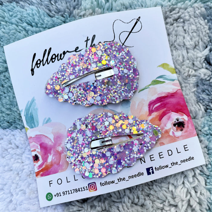 Faux Leather Glitter Snap Pins