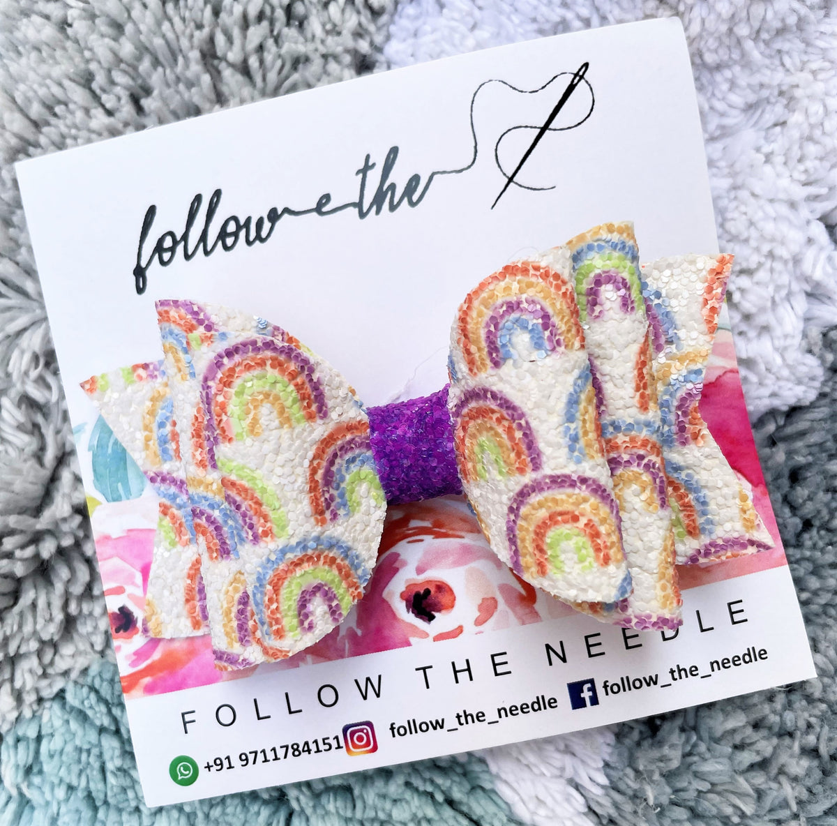 Faux Leather Rainbow Hairbow