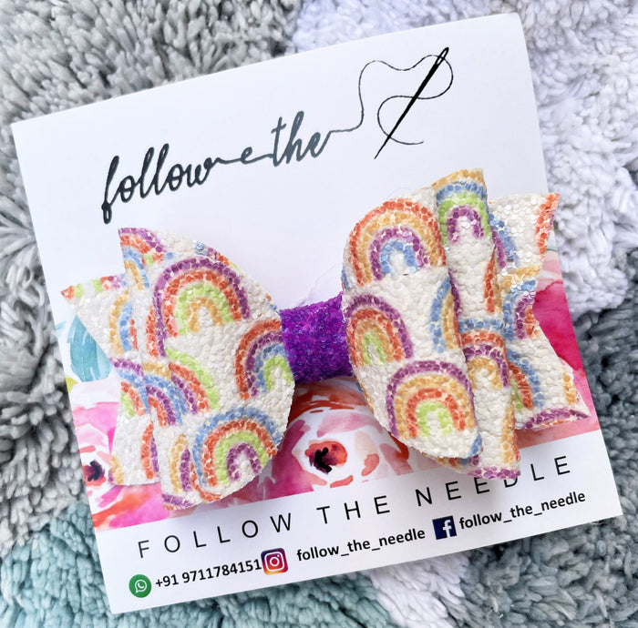Faux Leather Rainbow Hairbow