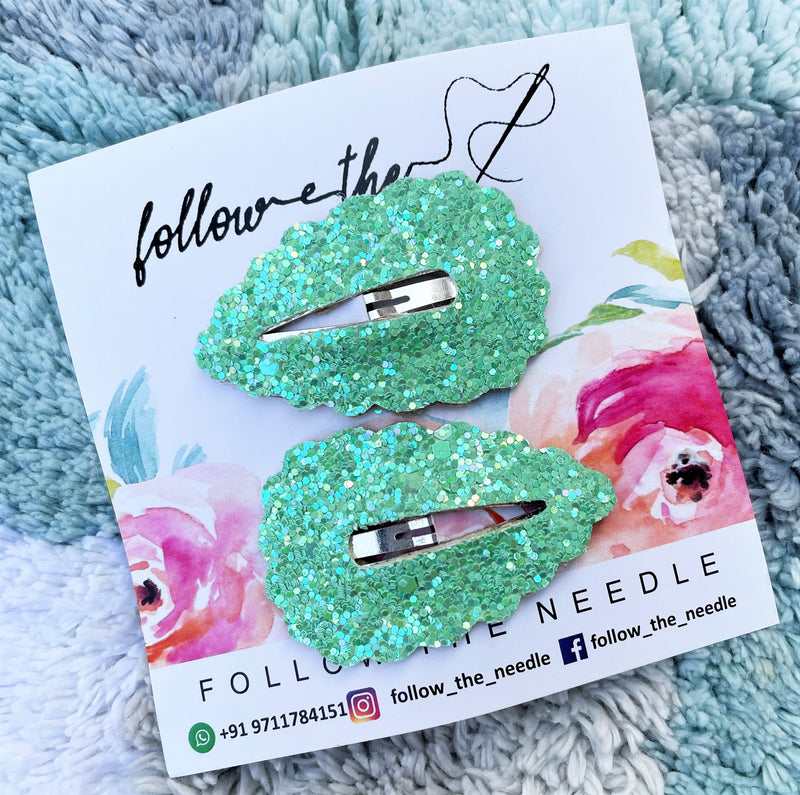 Faux Leather Glitter Snap Pins