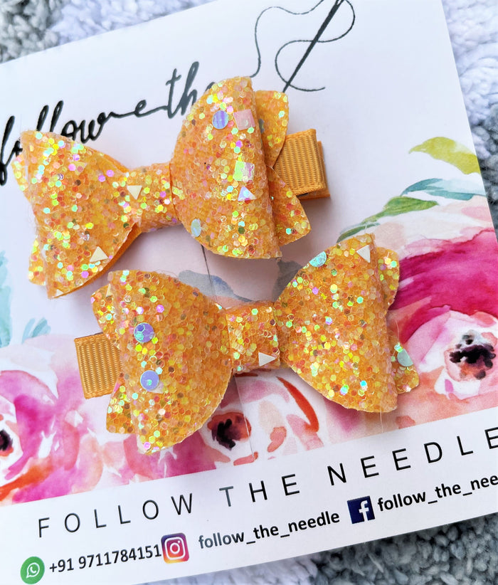 Faux Leather Glitter Sprinkle Pair Bows