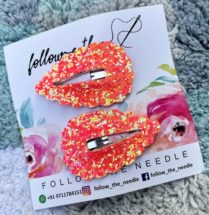 Faux Leather Glitter Snap Pins