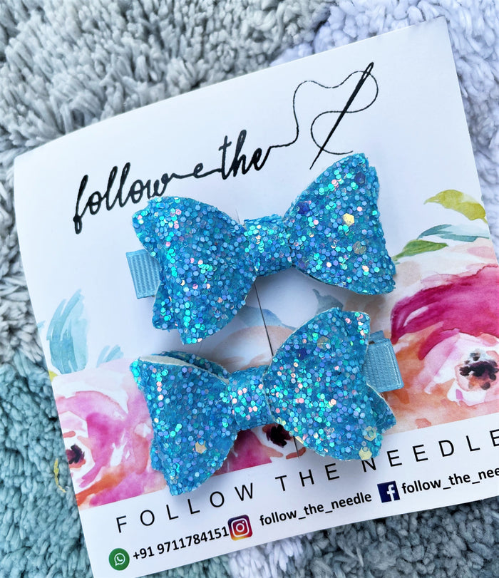Faux Leather Glitter Pair Bows