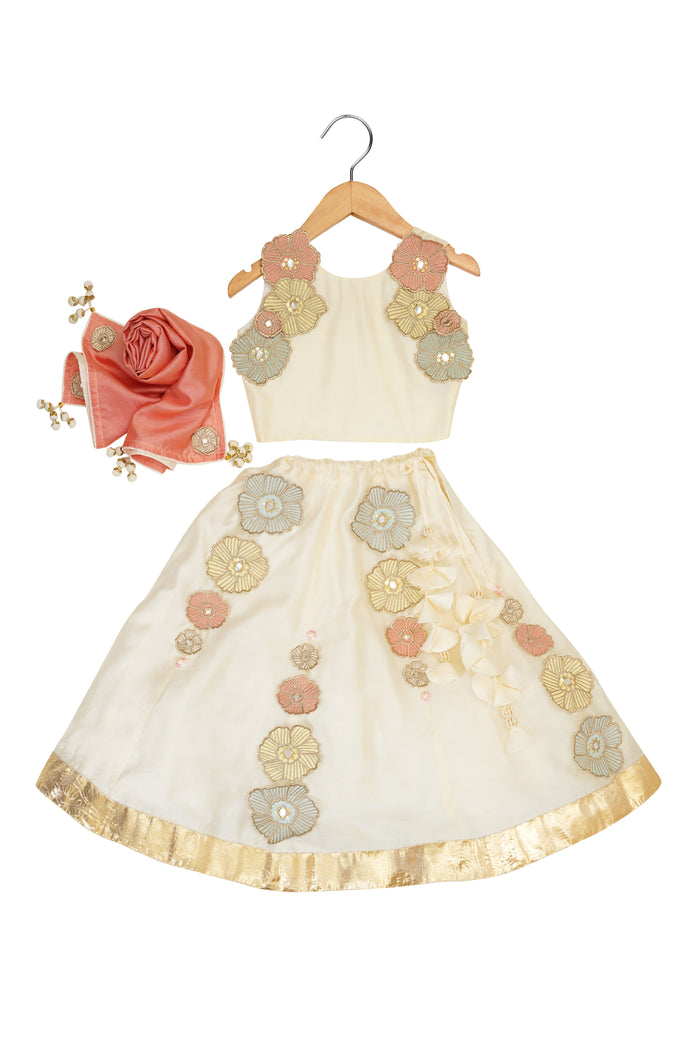 3D Heavy Floral Lehenga Set