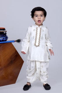 Parachute Embroidery Kurta And Printed Dhoti