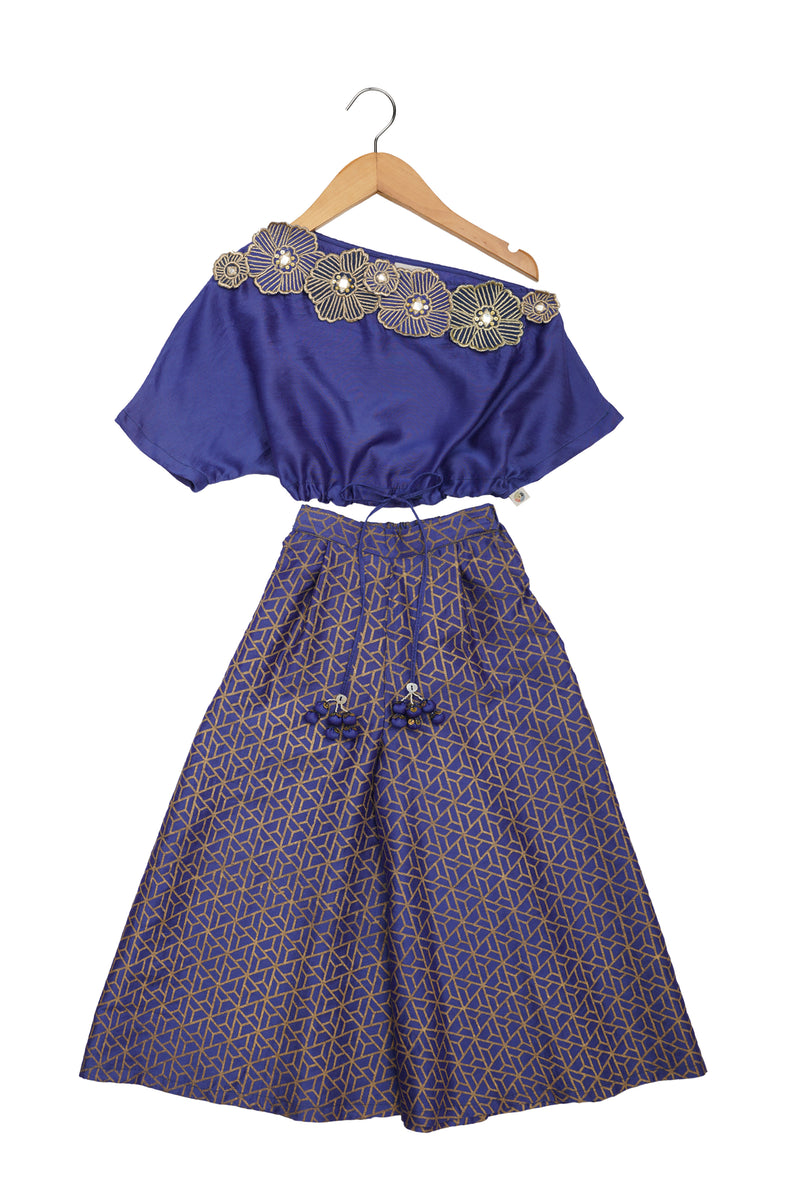 3D Floral Off Shoulder Blouse & Palazzo Set